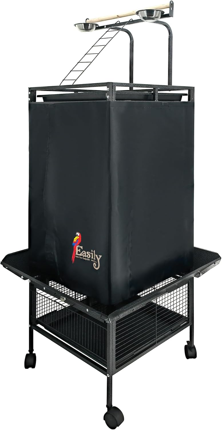 Easily Bird Cage Cover for Large Bird Cage with Play Top, Good Night Birdcage Covers, Black, 61" - Image 1